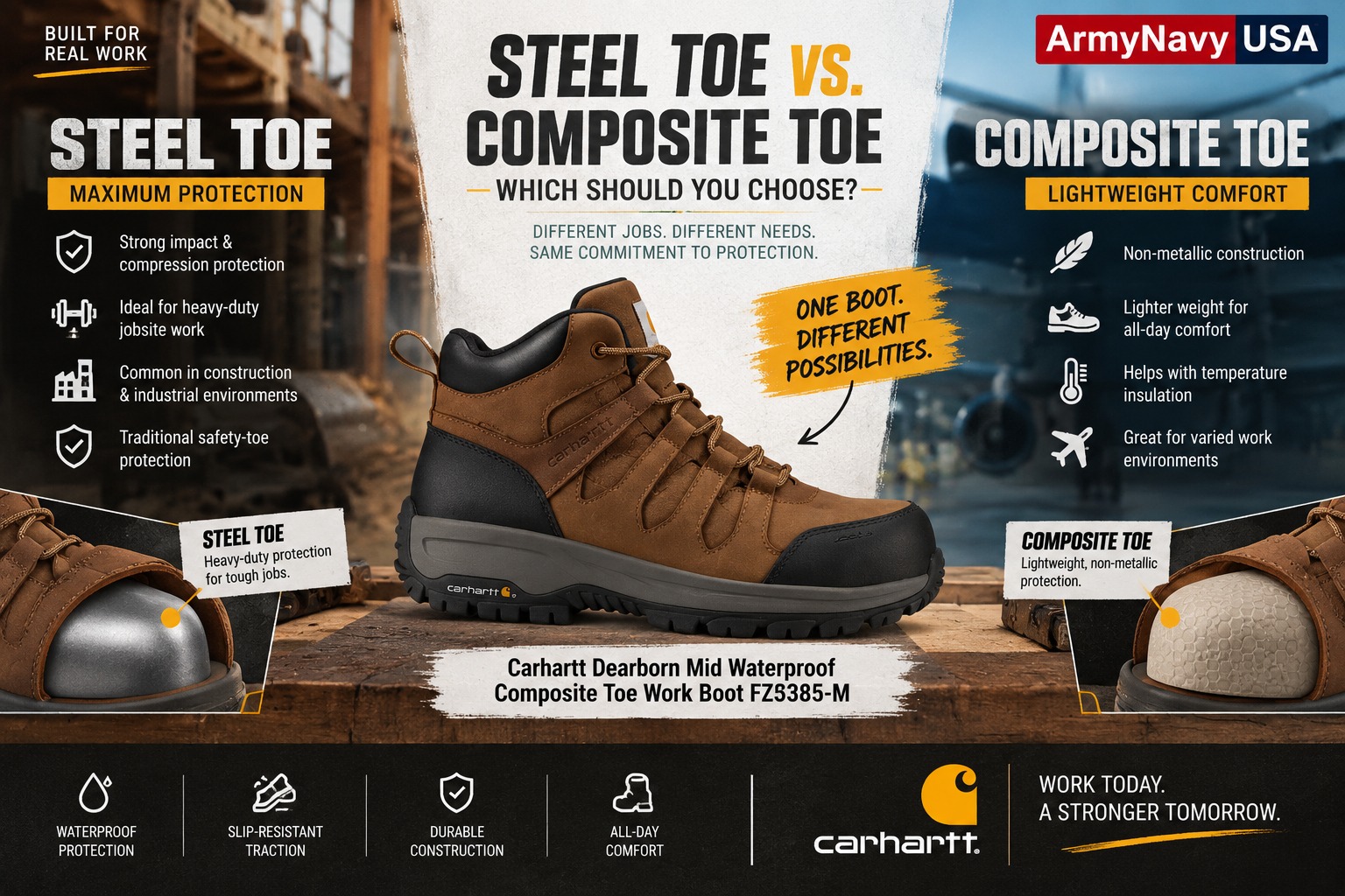 Carhartt Work Boots Buying Guide: How to Choose the Right Boots for Your Job 2 Steel Toe vs. Composite Toe